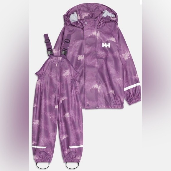 Helly Hansen Kids Bergen 2.0 PU Rainset Crushed Grape Girls sizes NWT - Picture 1 of 11